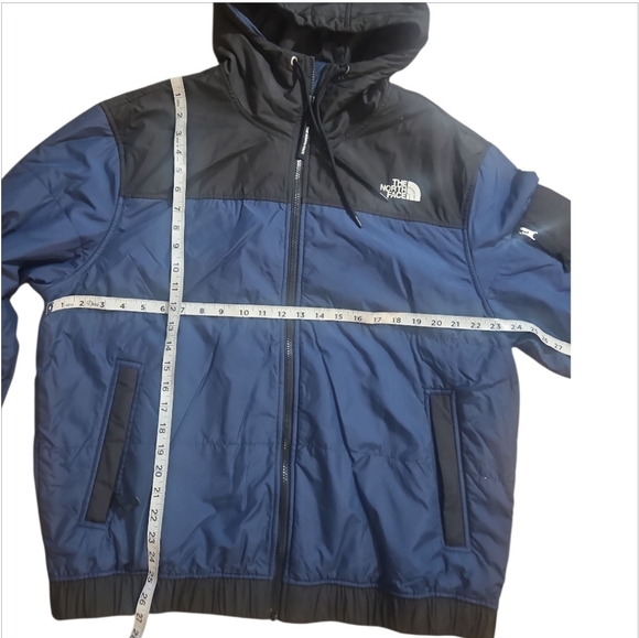 The North Face Black/Navy Highrail bomber puffer jacket sz XL - Picture 10 of 16